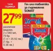Гел или таблетки за съдомиялна SOMAT