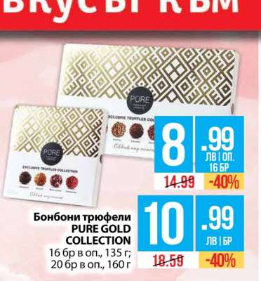 Бонбони трюфели PURE GOLD COLLECTION