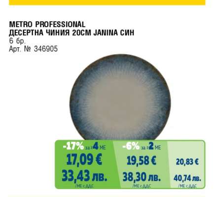 METRO PROFESSIONAL ДЕСЕРТНА ЧИНИЯ 20CM JANINA СИН