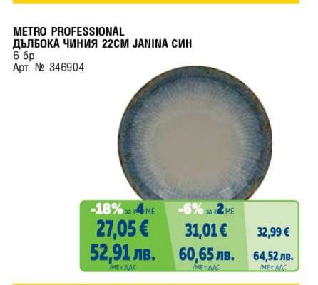 METRO PROFESSIONAL ДЪЛБОКА ЧИНИЯ 22CM JANINA СИН