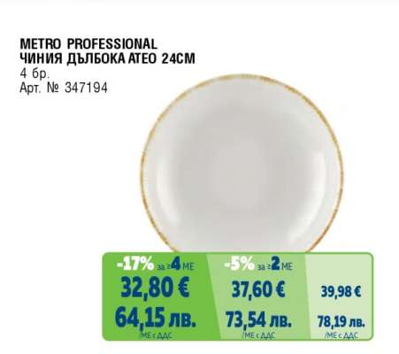 METRO PROFESSIONAL ЧИНИЯ ДЪЛБОКА ATEO 24CM