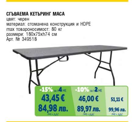 Сгъваема кетъринг маса