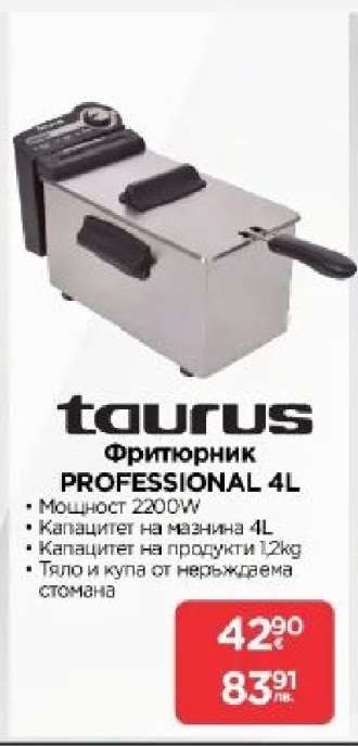 taurus Фритюрник PROFESSIONAL 4L