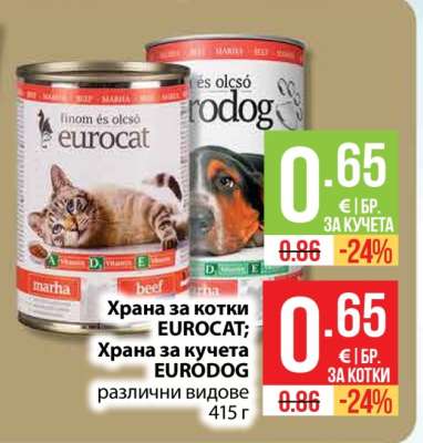 Храна за котки EUROCAT; Храна за кучета EURODOG