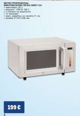 METRO PROFESSIONAL МИКРОВЪЛНОВА ПЕЧКА GMW1125