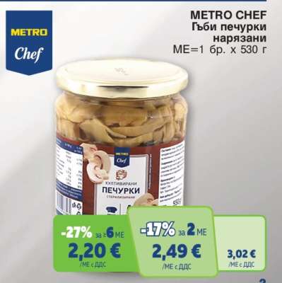 METRO CHEF Гъби печурки нарязани
