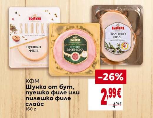 КФМ Шунка от бут, пуешко филе или пилешко филе слайс